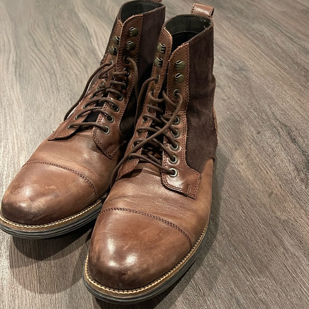 Cole Haan Grand OS size 10 brown suede and leather boots